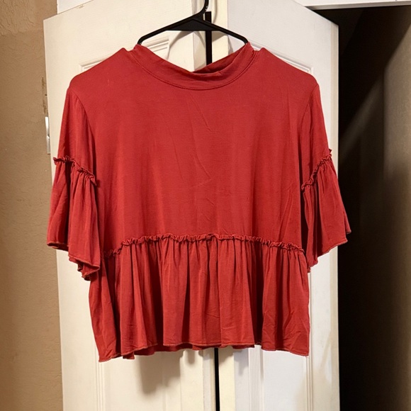 Red Ruffle Blouse - Picture 1 of 2